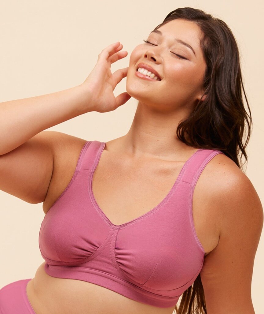 Leading Lady The Evie Plus Size Wire-free Cotton Comfort Bra - Raspberry Rose
