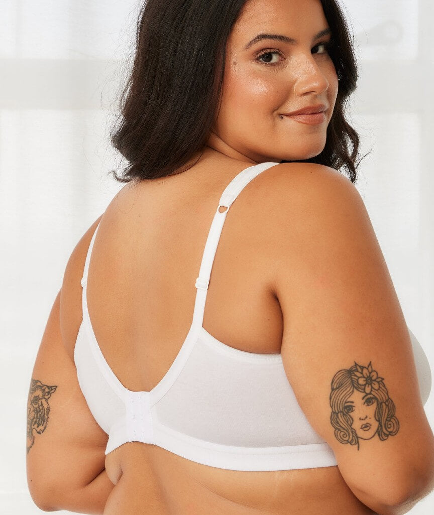 Leading Lady The Evie Plus Size Wire-free Cotton Comfort Bra - White