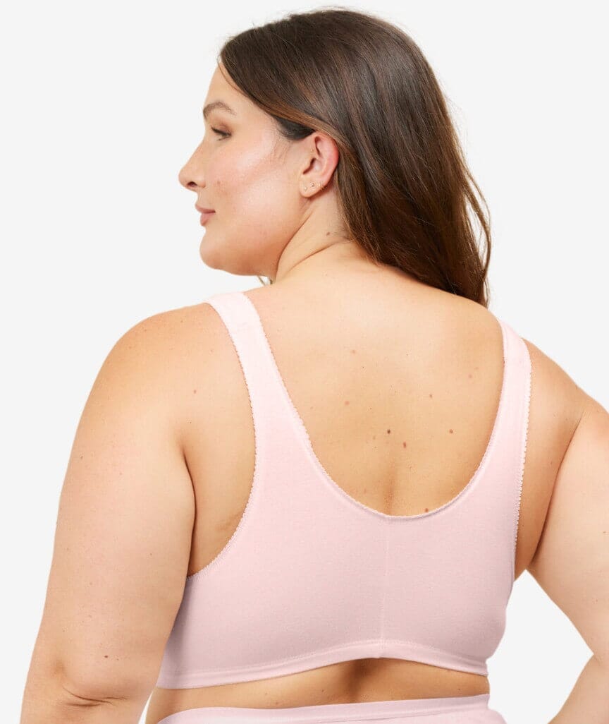 Leading Lady The Meryl Cotton Front Opening Wire-free Leisure Bra - Soft Pink Bras 