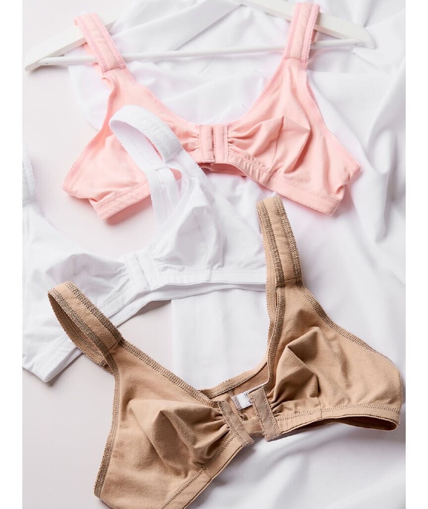 Leading Lady The Meryl Cotton Front Opening Wirefree Leisure Bra - Warm Taupe Bras 