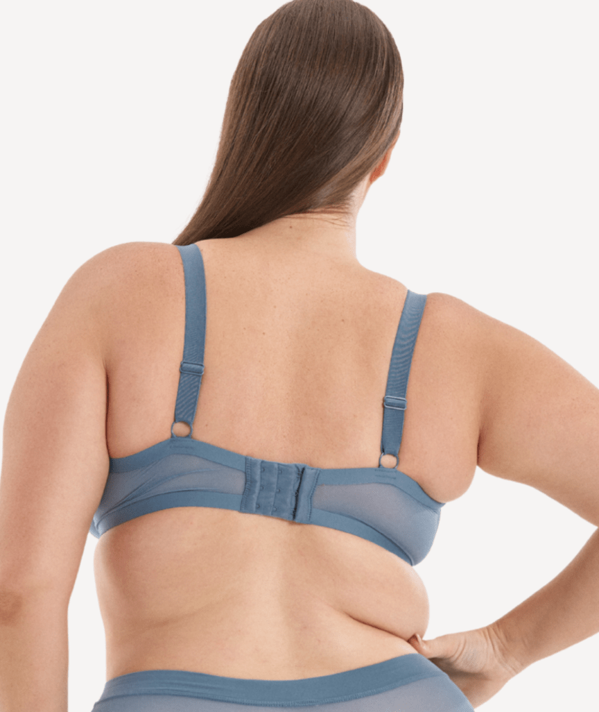 Nala Mesh Balconette Bra - Blue Steel