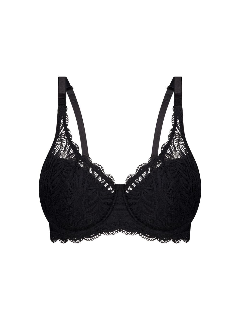Triumph Essential Lace Underwire Half-Cup Padded Balconette Bra - Black Bras 
