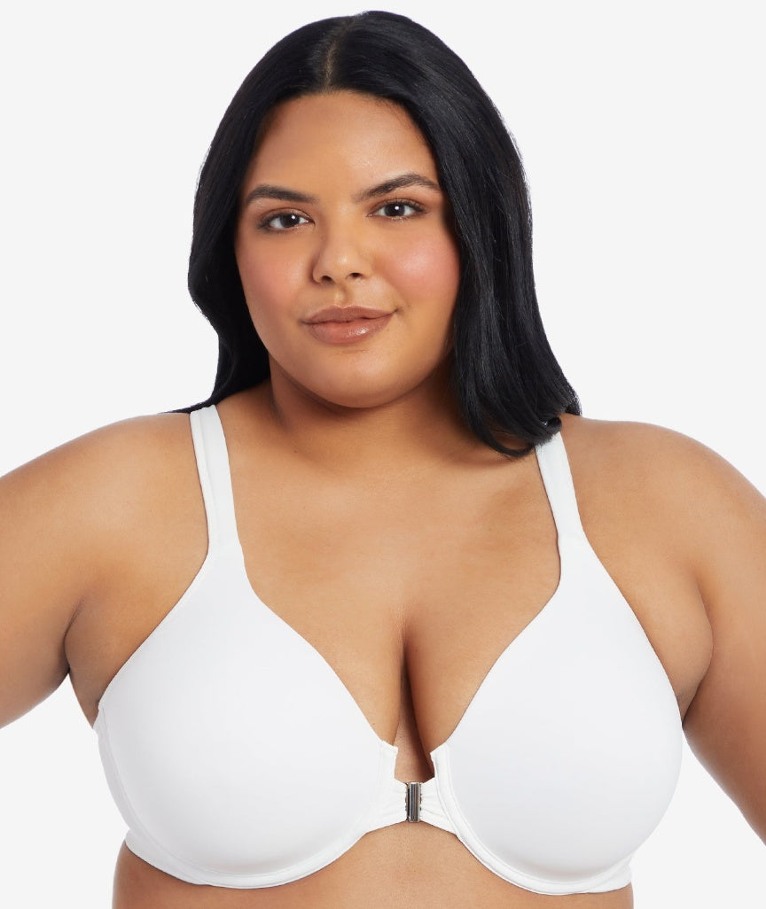 Leading Lady The Adela Front-Closure Underwire Racerback T-Shirt Bra - White