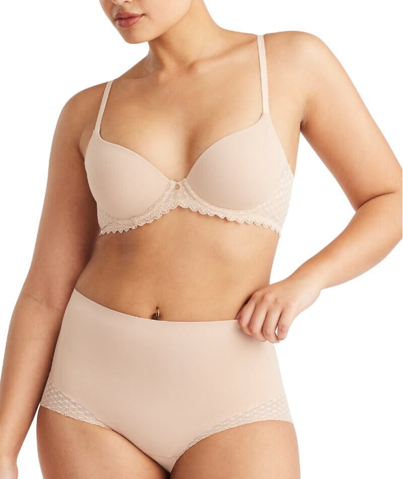Nancy Ganz Revive Lace Waisted Brief - Warm Taupe - Curvy