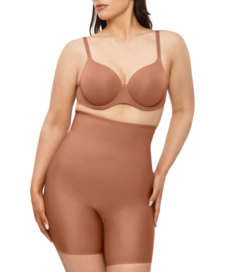 Nancy Ganz X-Factor High Waisted Thigh Shaper Short - Cocoa - Curvy