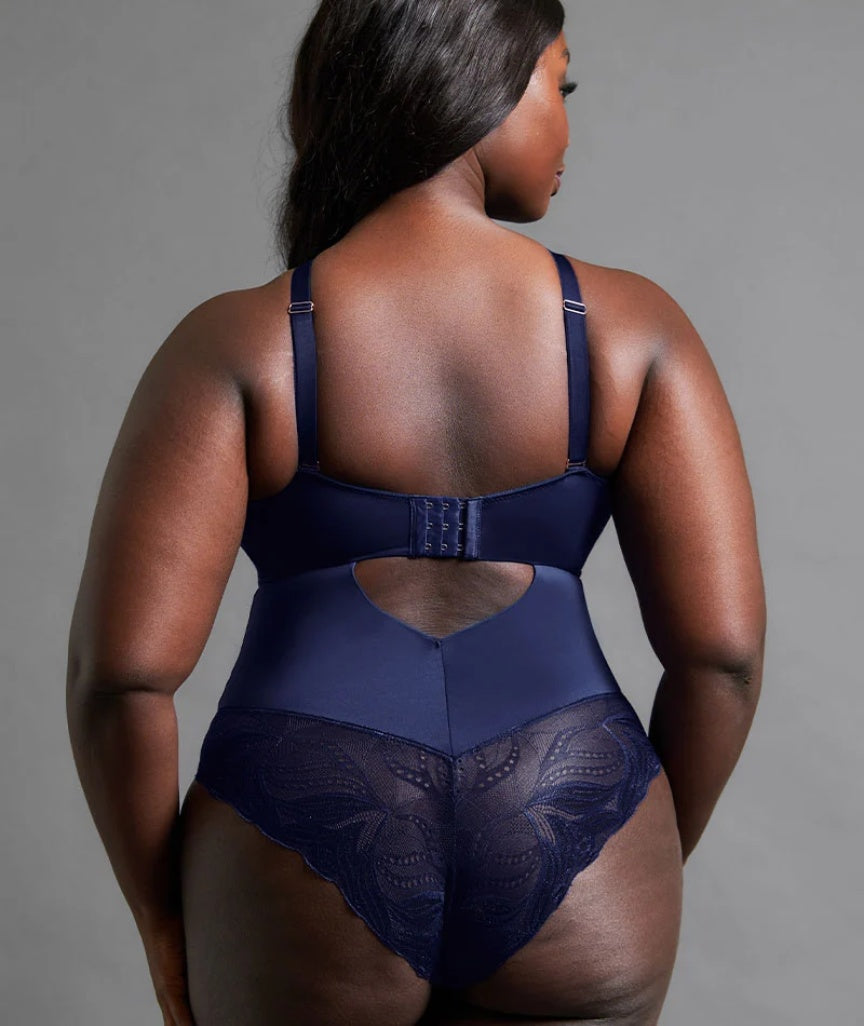 Scantilly Indulgence Stretch Lace Bodysuit - Navy Blue