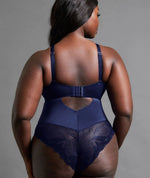 Scantilly Indulgence Stretch Lace Bodysuit - Navy Blue