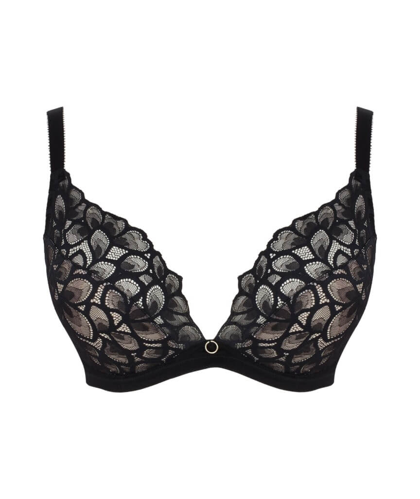 Panache Allure Underwired Demi Plunge Bra - Black / Latte