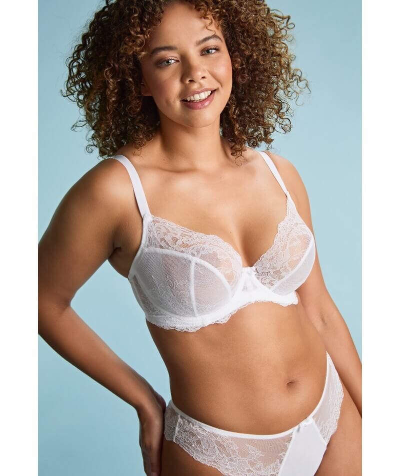 Panache Ana Underwired Plunge Bra - White Bras 