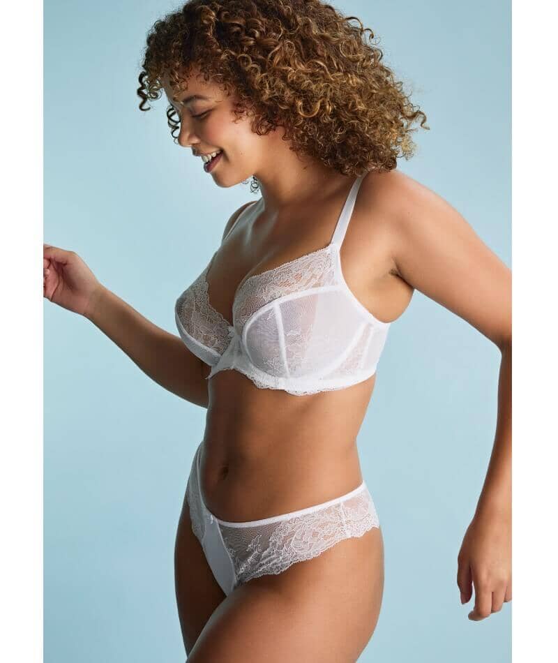 Panache Ana Underwired Plunge Bra - White Bras 
