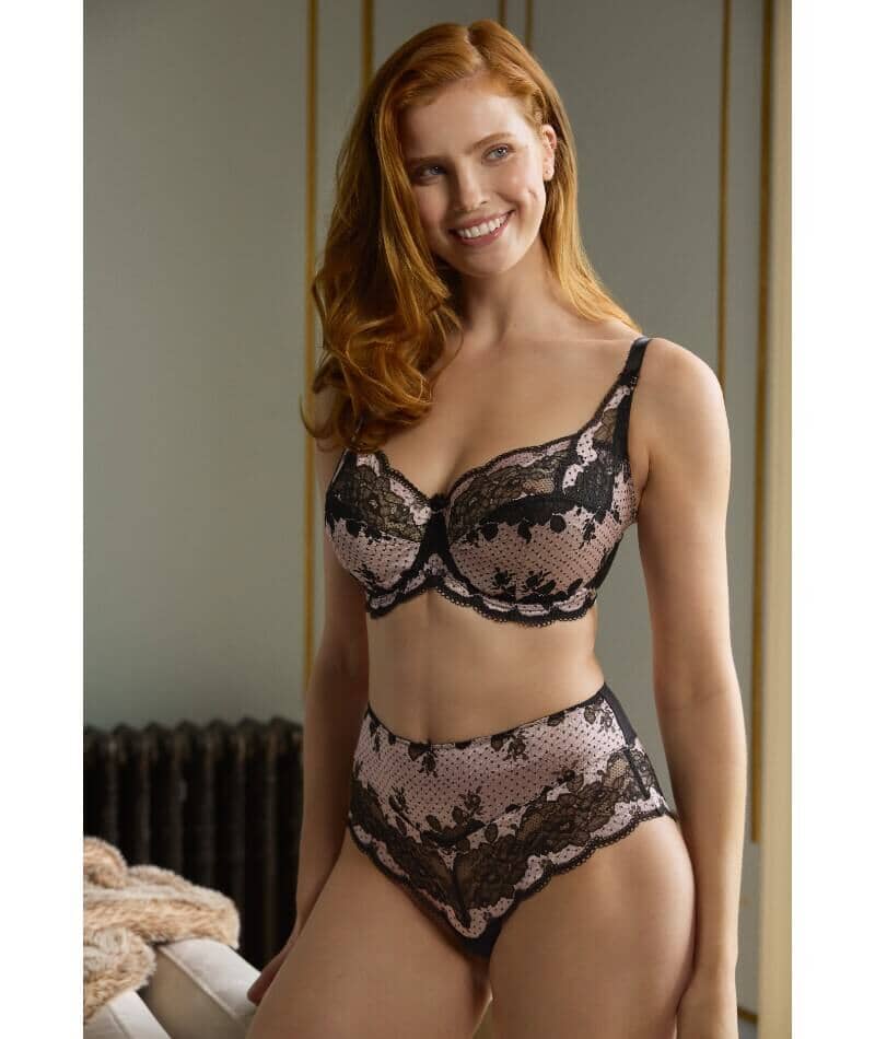 Panache Clara Full Cup Underwired Bra - Black/Pink Bras 