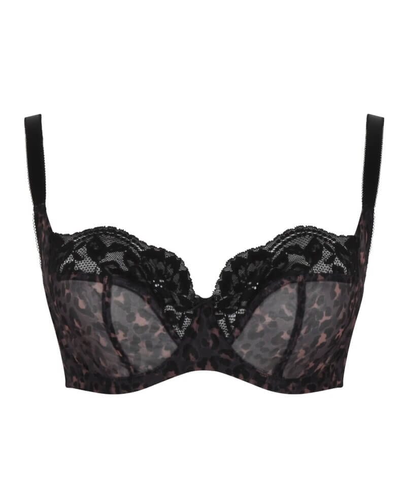 Panache Nina Underwired Balconette Bra - Black Leopard Bras 