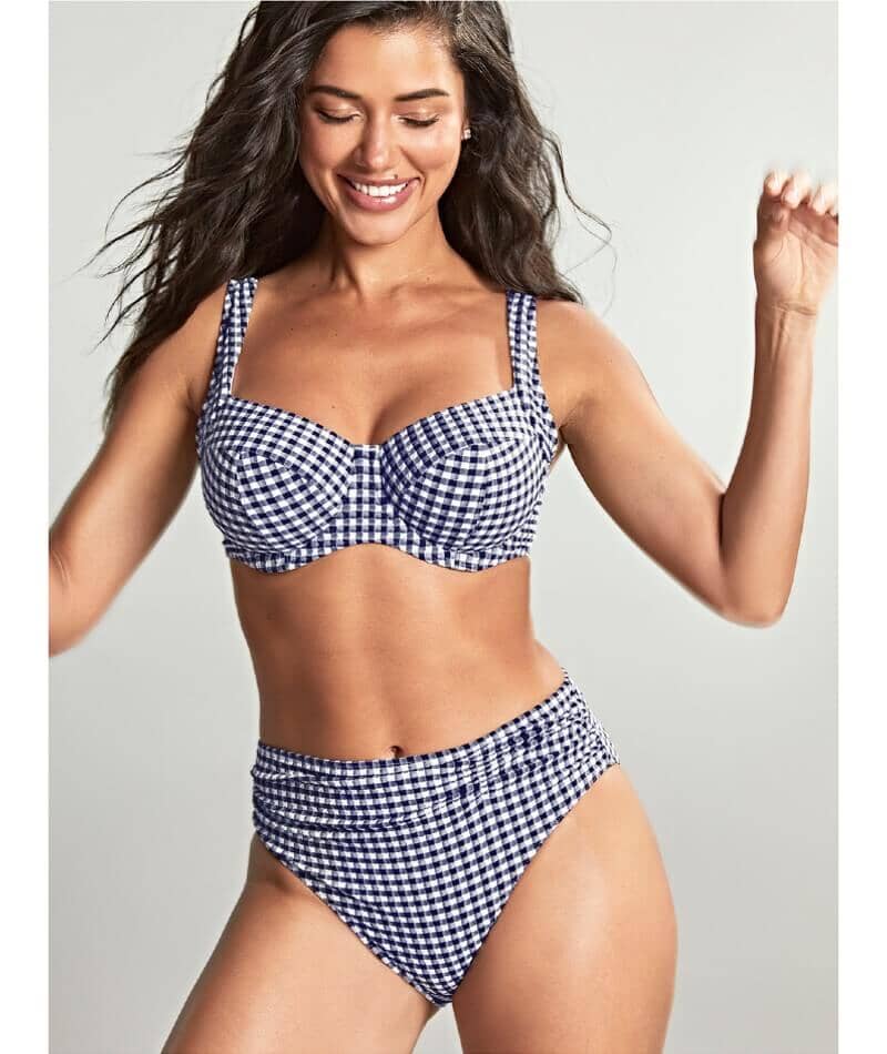 Panache Swimwear Gingham Olivia Underwire Full Cup Bikini - Navy Gingham Swim 