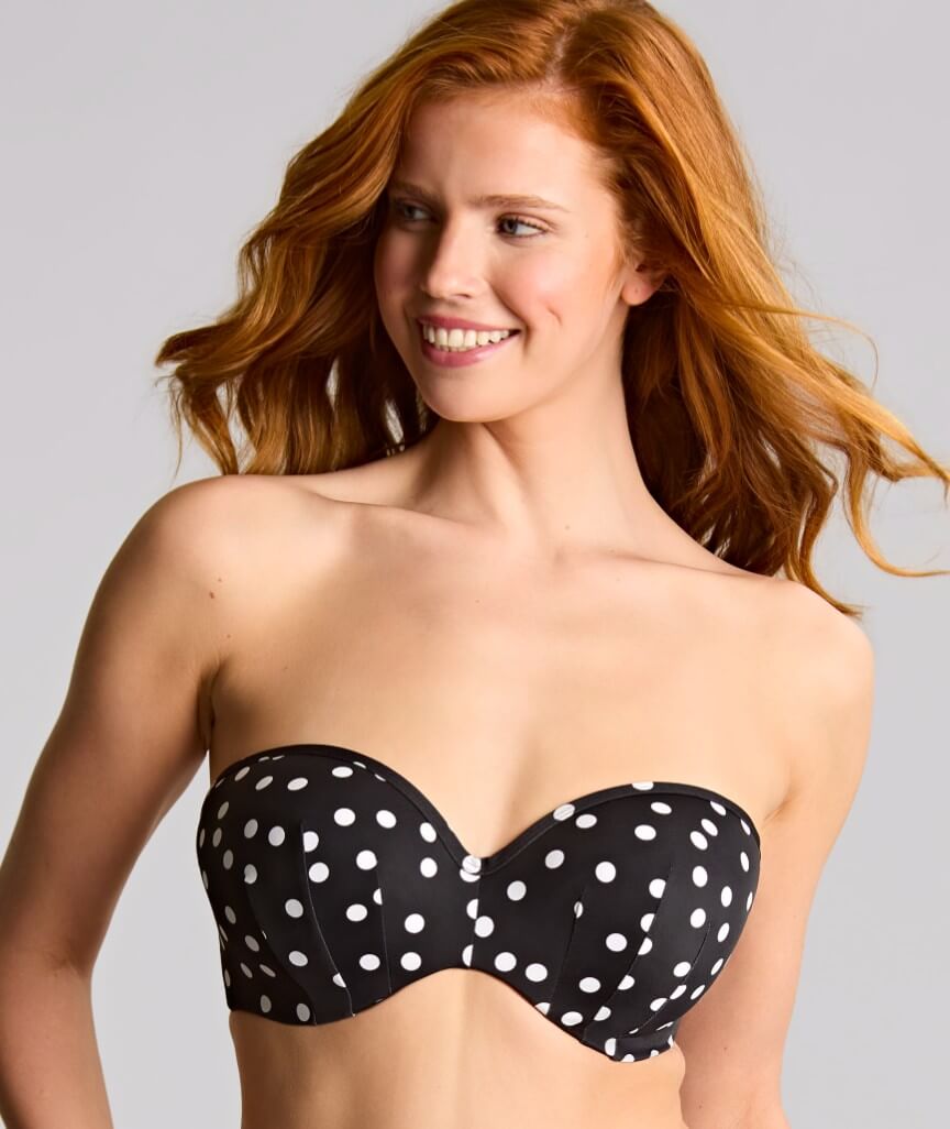 Panache Swimwear Scarlett - Bandeau Underwired Bikini Top- Polka Dot Print