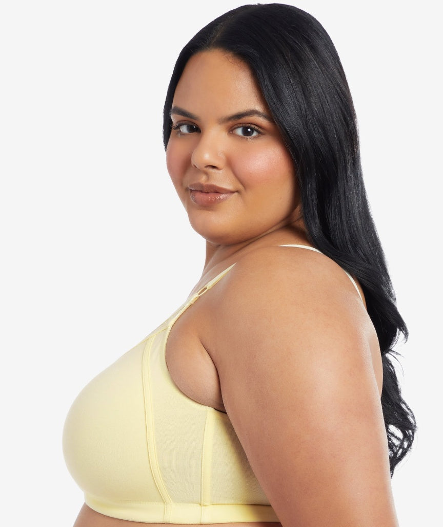 Leading Lady The Camille Wireless Soft-Cup Cotton Bra with Lace - Ecru