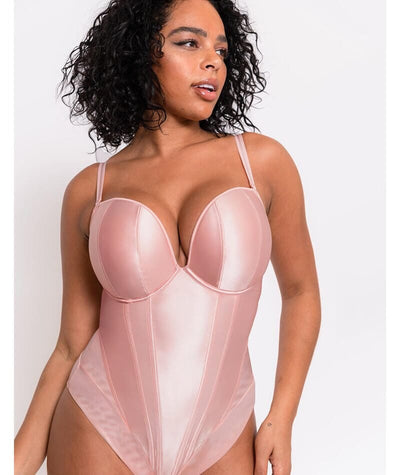 Scantilly Classique Plunge Padded Strapless Bodysuit - Powdery Pink Bodysuits & Basques