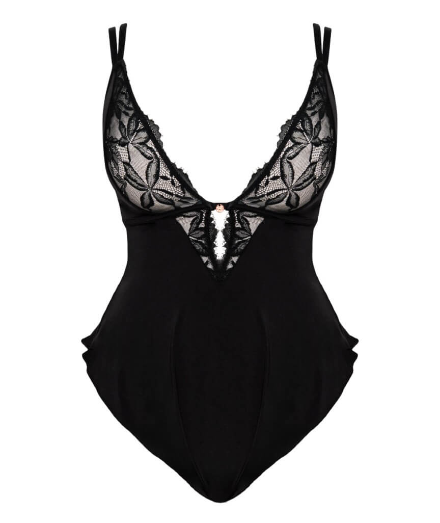Scantilly Embrace Stretch Lace Teddy Bodysuit - Black