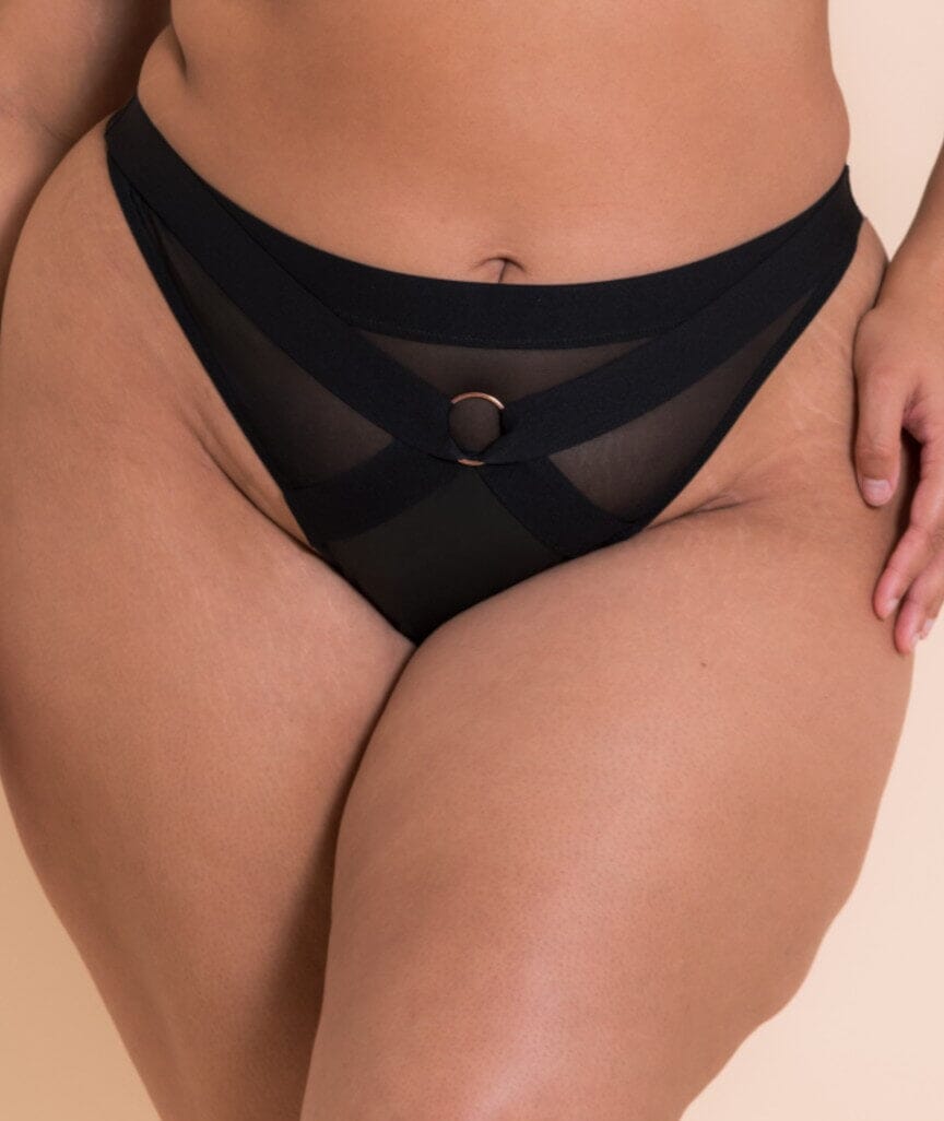 Scantilly Harnessed Thong - Black Knickers 