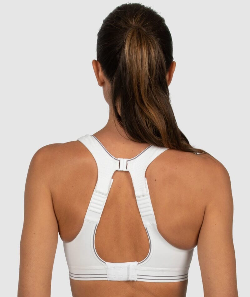 Shock Absorber Ultimate Run Wire-Free Racerback Sports Bra - White/Silver Bras 