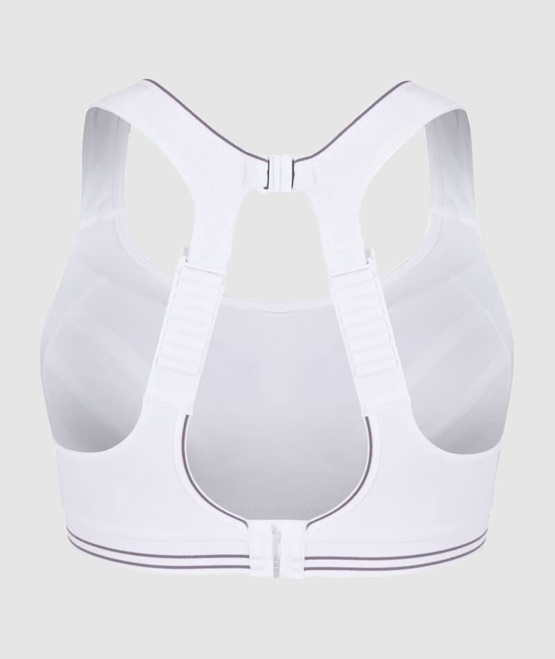 Shock Absorber Ultimate Run Wire-Free Racerback Sports Bra - White/Silver Bras 