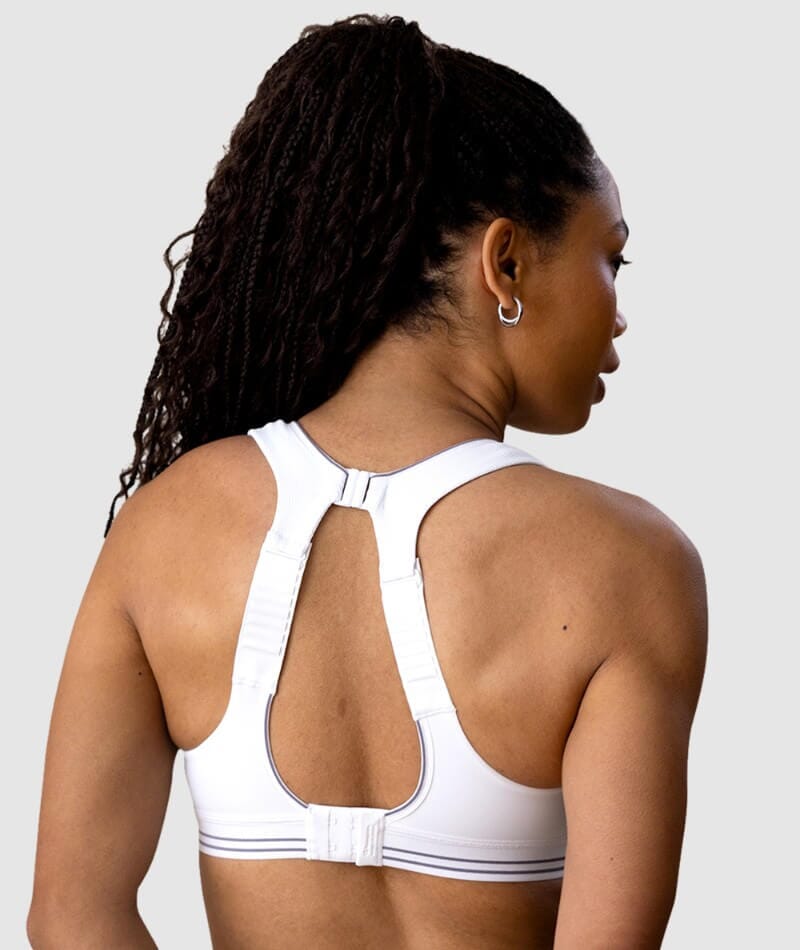 Shock Absorber Ultimate Run Wire-Free Racerback Sports Bra - White/Silver Bras 