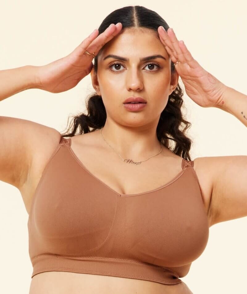 Sugar Candy Fuller Bust Seamless F-Hh Cup Wire-Free Lounge Bra - Clay Bras 