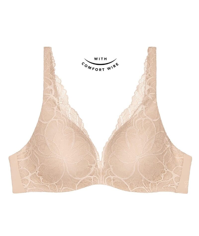 Triumph Body Make-up Illusion Lace Underwired Padded Bra - Nude Beige Bras 