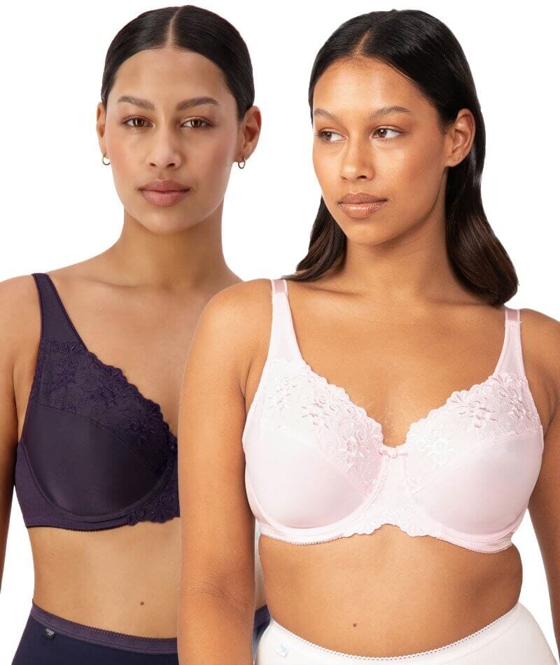 Triumph Embroidered Minimiser Bra 2 Pack - Blueberry/Baby's Cheek