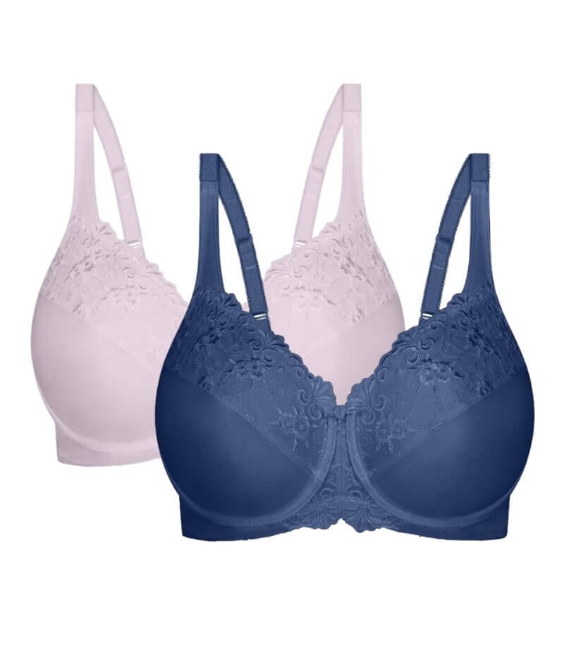 Triumph Embroidered Minimiser Bra 2 Pack - Crocus/Deep Cobalt Bras 