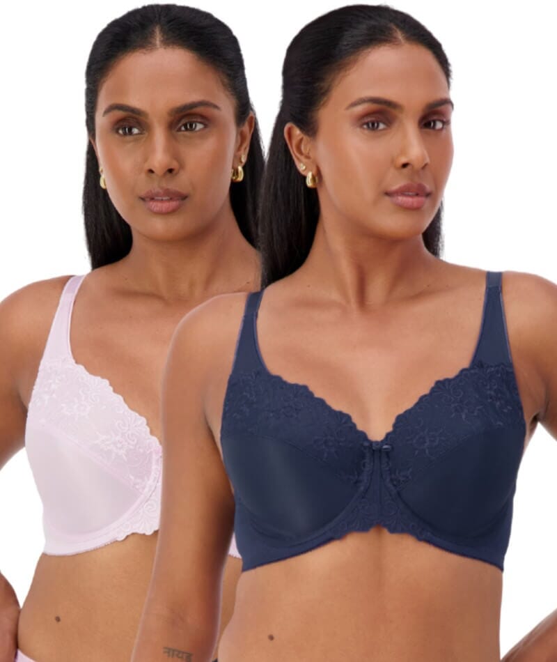Triumph Embroidered Minimiser Bra 2 Pack - Crocus/Deep Cobalt Bras 