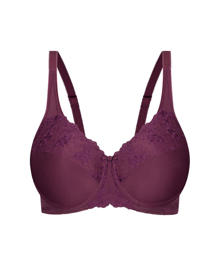 Triumph Embroidered Minimizer Bra - Flower Purple