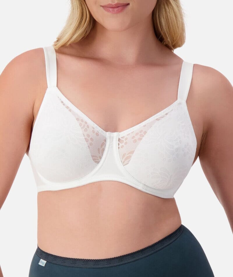 Triumph Lacy Minimizer Bra - White Bras 