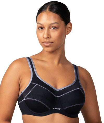 Triumph Triaction Performance Sports Bra - Black / Silver Bras