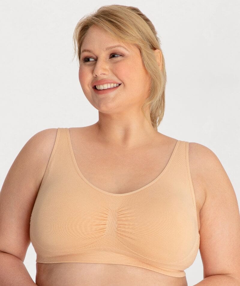 Underbliss Seamless Bamboo Blend Comfort Wire-Free Bra - Frappe - Curvy