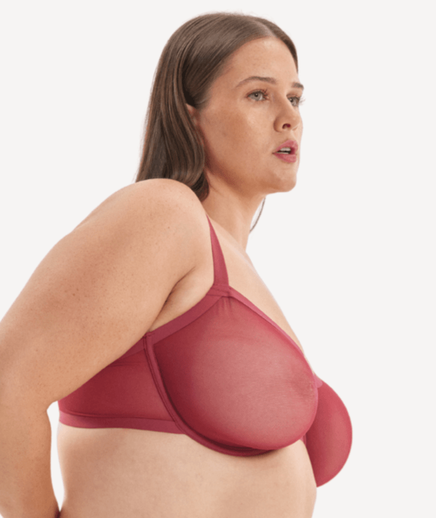 Nala Mesh Balconette Bra - Burnt Fig