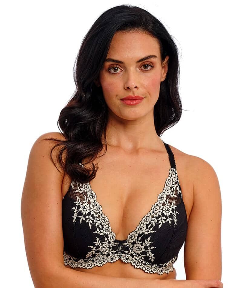 Wacoal Embrace Lace Plunge Underwire Bra - Black Bras 