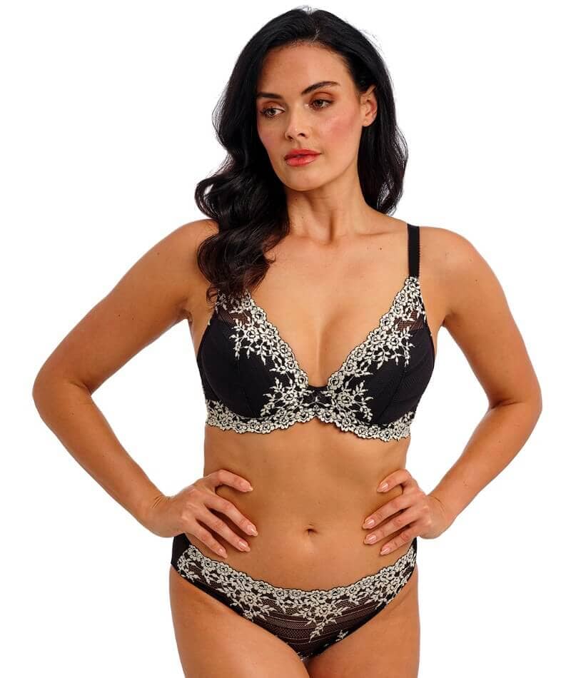 Wacoal Embrace Lace Plunge Underwire Bra - Black Bras 