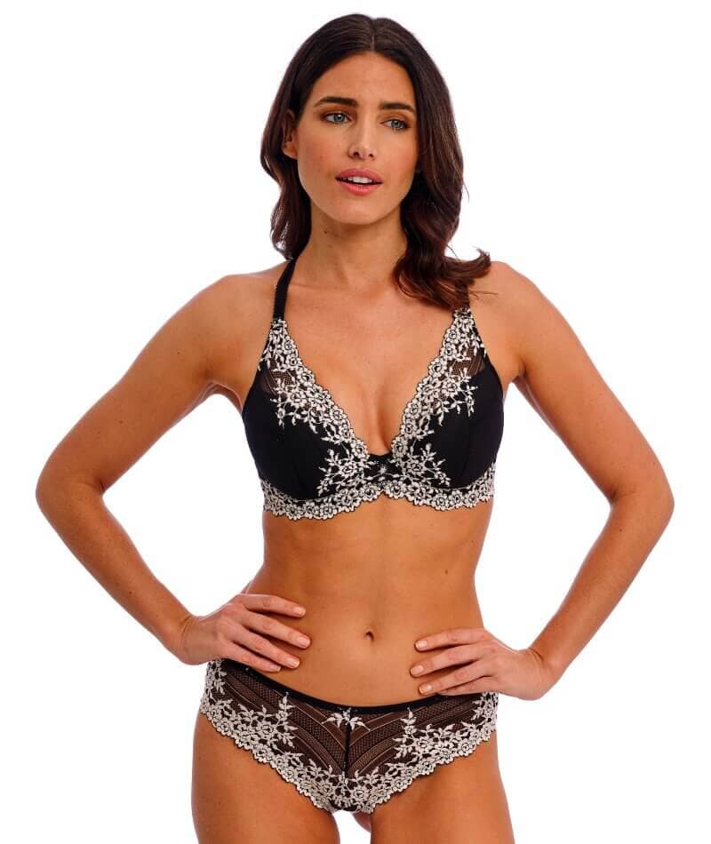Wacoal Embrace Lace Plunge Underwire Bra - Black Bras 