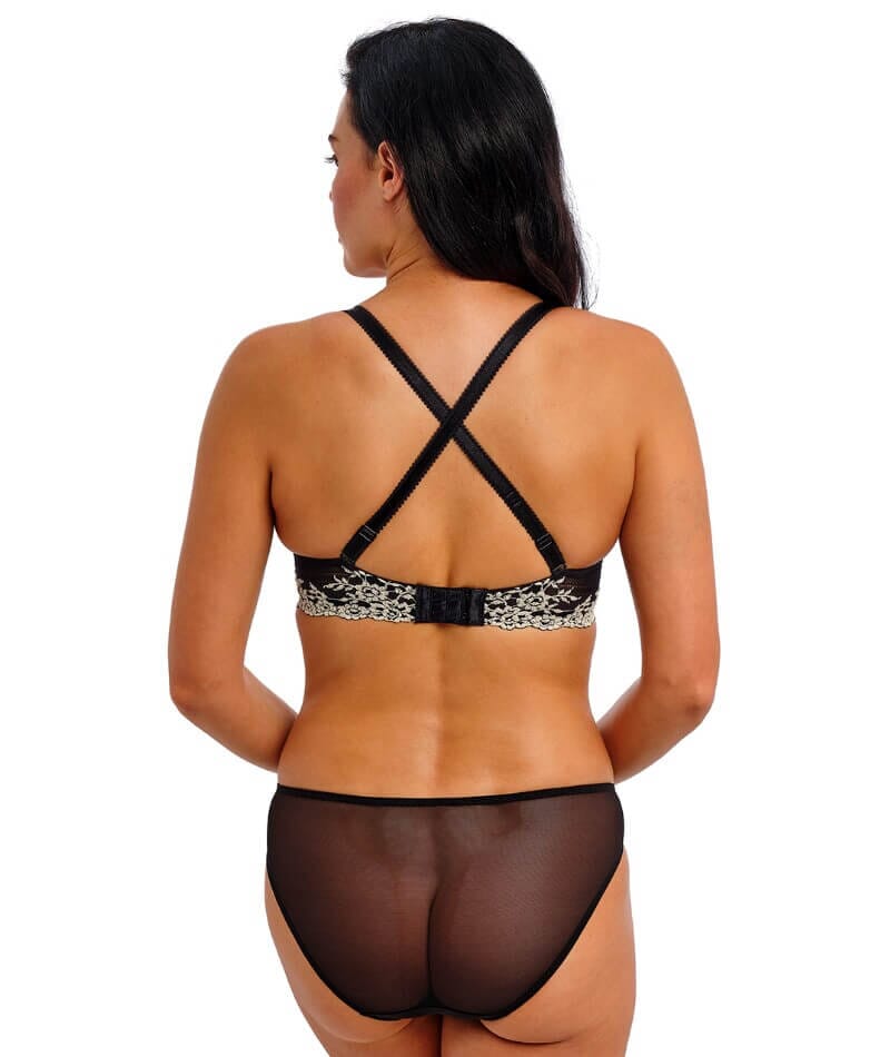 Wacoal Embrace Lace Plunge Underwire Bra - Black Bras 