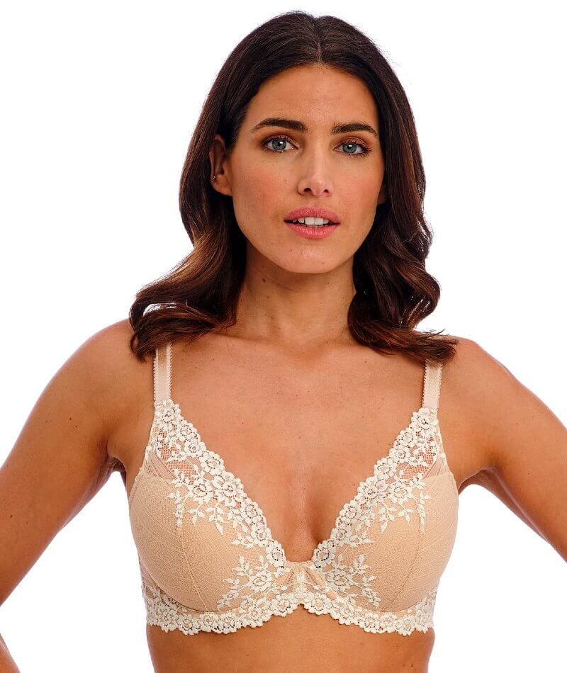 Wacoal Embrace Lace Plunge Underwire Bra - Naturally Nude / Ivory Bras 