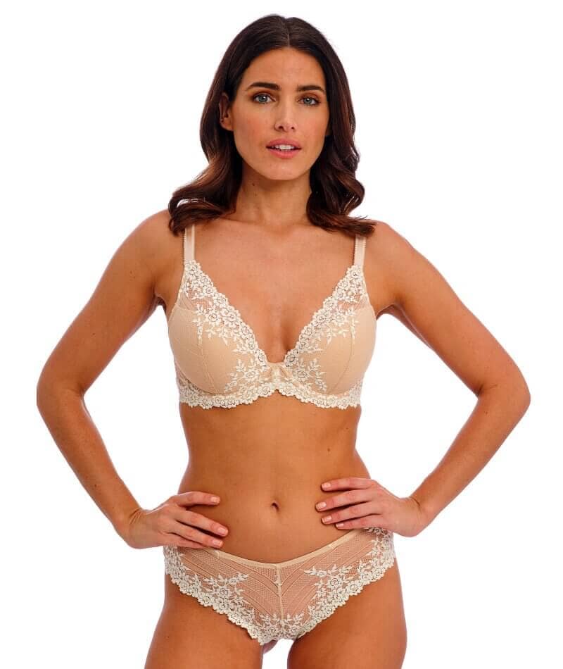 Wacoal Embrace Lace Plunge Underwire Bra - Naturally Nude / Ivory Bras 