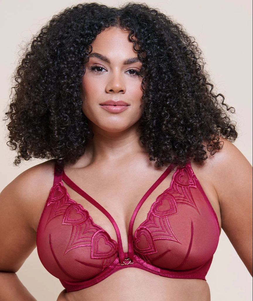 Curvy Kate Heartstopper High-Apex Deep Plunge Bra - Sangria