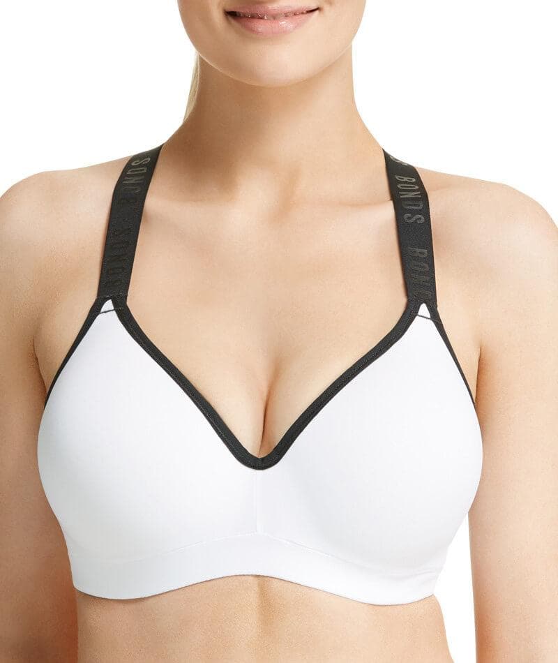 Bonds Sporty Tops Full Busted Bra - White Frost - Curvy
