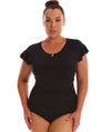 Capriosca Frill Zip One Piece - Black Swim