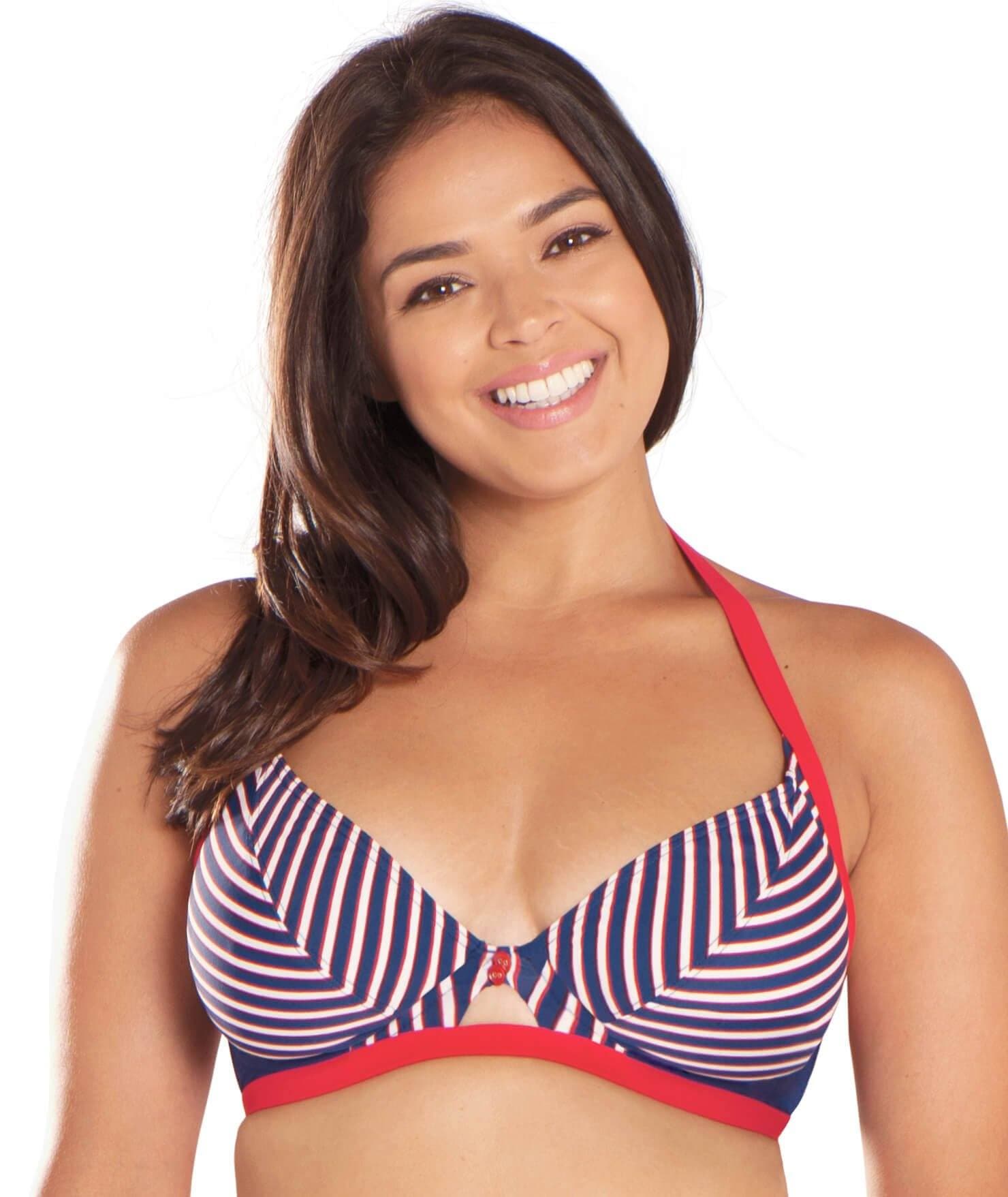 Curvy Kate Ahoy Halterneck Bikini - Nautical Stripe Swim 6D 