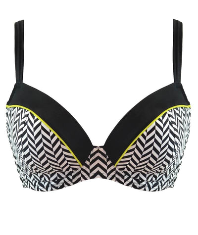 Curvy Kate Hypnotic Plunge Bikini Top - Monochrome/Olive Swim