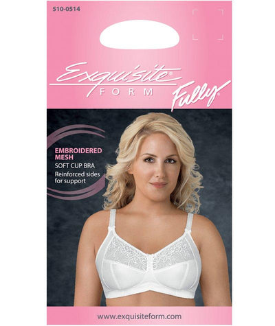 Exquisite Form Fully Soft Cup Bra With Embroidered Mesh - White Bras