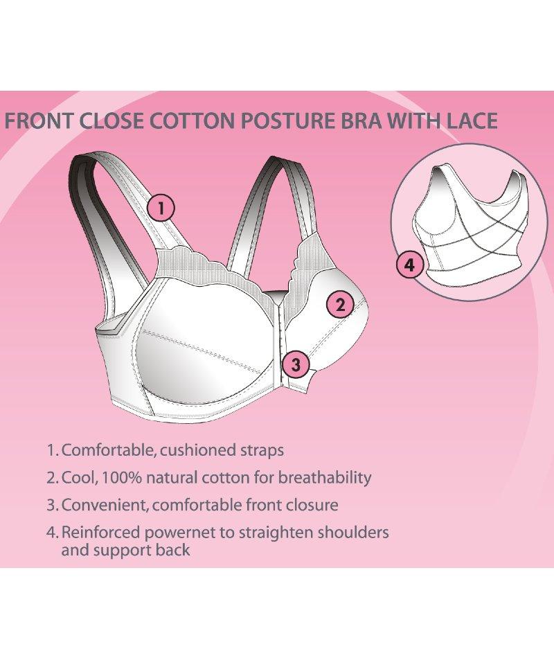 Exquisite Form Fully Front Close Cotton Posture Bra With Lace - Nude Bras 