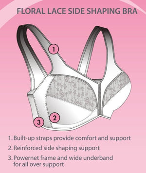 thumbnailExquisite Form Fully Side Shaping Bra With Floral - Rose Beige Bras 