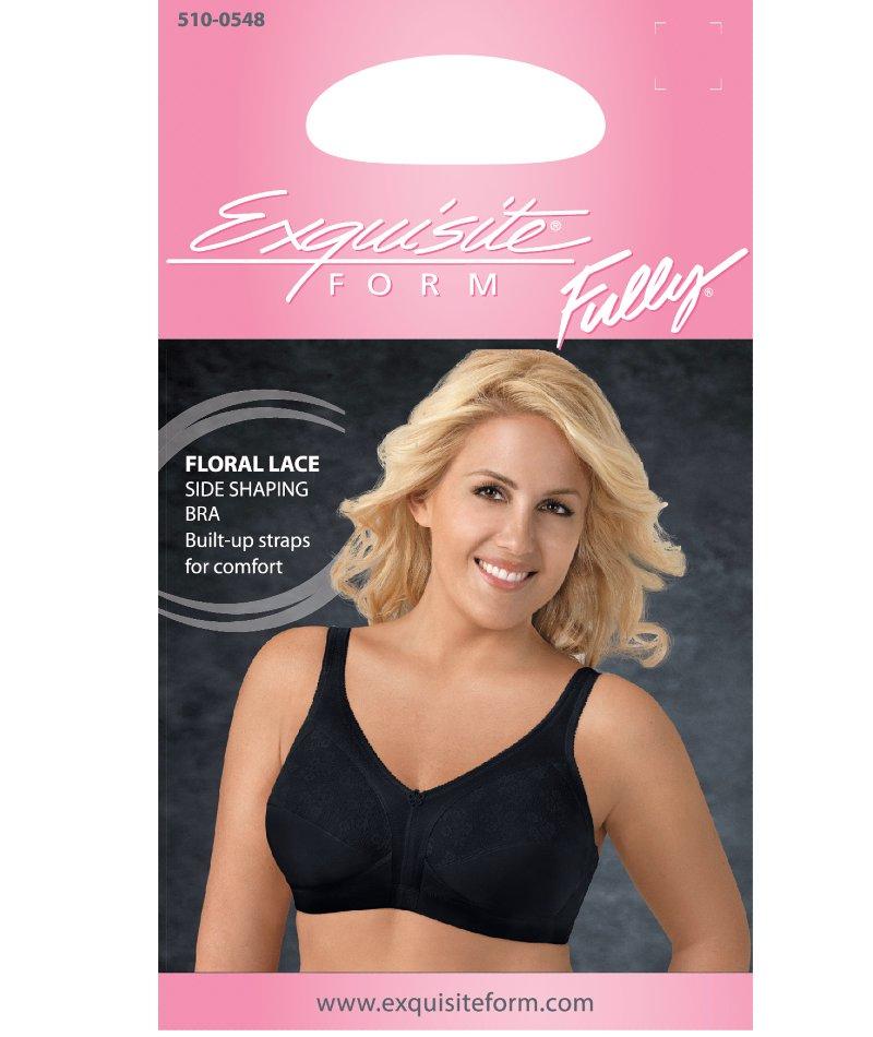 Exquisite Form Fully Side Shaping Wire-Free Bra With Floral - Black - Curvy